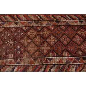 Alfombra Turca de 2.9x11.5 pies, Alfombra Vintage, Alfombra de Camuflaje Roja Herki - Product Image 5