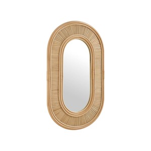 Espejo de Pared Ovalado de Ratán Natural Estilo Boho, Espejo Decorativo Colgante de Mimbre para Sala de Estar, Entrada, Baño, Dormitorio, Decoración del Hogar - Product Image 1