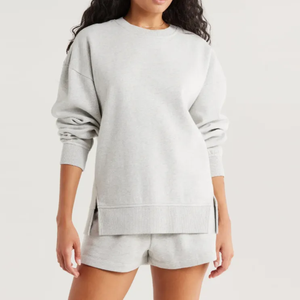 Wholesale OEM Cropped Long Sleeve Hoodie Zip up Blank Yoga <b>Shorts</b> Set <b>Lounge</b> Set Womens 2 Piece Sets Custom Made Winter Wear - Product Image 1