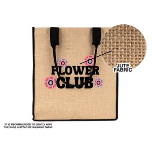 Custom Eco-Friendly Jute Tote <b>Bag</b> Black PVC Handles 14 X 16 X 4 Inches Durable Medium for Daily Use Food Advertising <b>Long</b> Letter - Product Image 6