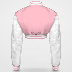 2025 chaquetas universitarias de moda personalizadas para mujer, Mangas de cuero genuino, logotipo personalizado, ropa atlética, chaqueta de béisbol - Product Image 3