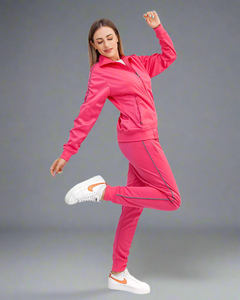 Durable personnalisé dernier pur rose femmes 2 pièces survêtement assorti ensemble pleine longueur 2 pièces femmes ensemble et survêtement ensemble - Product Image 5