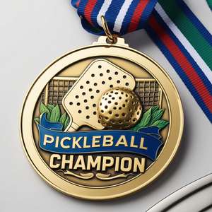 Medallas personalizadas de Pickleball de metal recubierto de epoxi de alto brillo con logotipo Sin costos ocultos Precio al por mayor Medalla deportiva personalizada - Product Image 4