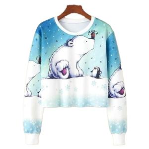 Venta caliente Tie-Dyed Printed Women's Long Sleeve Sweatshirt Pullover Crop Top Crew Neck Front Logo para Otoño Invierno Fashion - Product Image 2