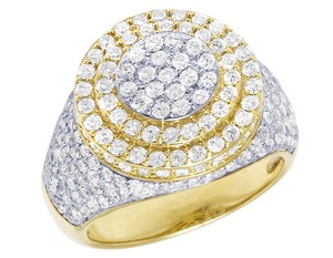 Custom Hip Hop Men's Sterling Silver Rhodium Plated <b>Ring</b> with Round Moissanite for Wedding & Party - Product Image 1
