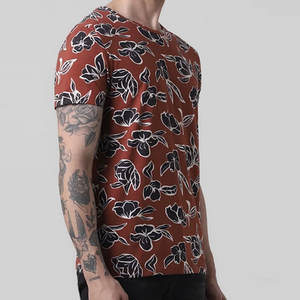 T-shirts pour hommes en coton durable, respirants, style décontracté, avec imprimé floral, service OEM disponible, Pakistan - Product Image 5