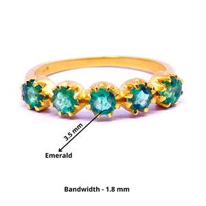 Fait à la main 14K or émeraude pierres précieuses Celeb Style classique élégant à la mode mariage femmes porter bague de bande - Product Image 2