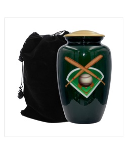 Urna de cremación para amantes del béisbol, urna funeraria de béisbol de tamaño adulto con bolsa de terciopelo - Product Image 1