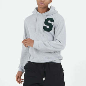 Sweat à capuche décontracté pour homme en coton avec broderie floquée et poche, uni, imprimé numérique, vêtement de rue d'hiver - Product Image 1