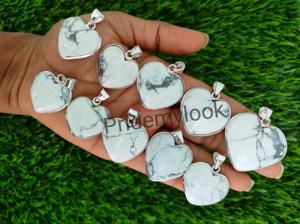 Pendentif de lunette Moissanite Howlite plaqué argent bohème à la mode breloque en laiton en forme de coeur à la mode pour les fêtes d'enfants - Product Image 2