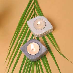 Luxury Natural Marble <b>T</b>-<b>light</b> Short Candlestick Unique Design in Vivid Colors for Home Office Table Decor for Diwali Festivities - Product Image 4