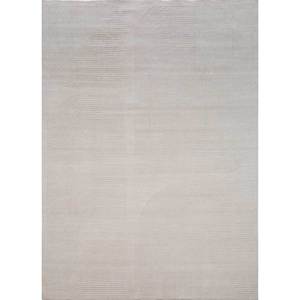 Alfombra Rectangular Abstracta de Lana y Seda de Bambú Tejida a Mano UnfoldBy Kavi Ivory de 10 mm para Sala de Estar, Pasillo y Hogar - Product Image 1