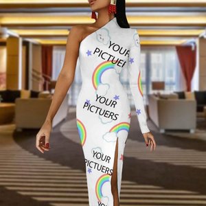 Robe fendue à une épaule en gros, <span class=keywords><strong>options</strong></span> personnalisées - Product Image 2