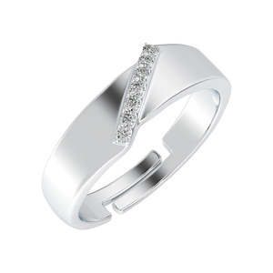 Anillo Ajustable CLARA 925 de Plata de Ley con Diamante y Perla, Baño de Rodio, Regalo Romántico para Mujeres y Niñas - Product Image 1