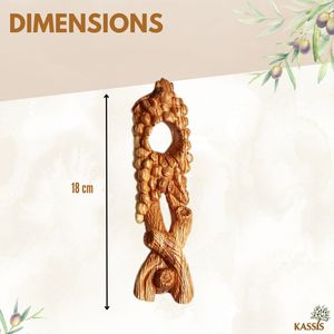 Soporte para Botellas de Vino de Madera de Olivo Tallado a Mano, Diseño de Viñedo, Estilo Art Deco, Hecho a Mano en Belén - Product Image 3