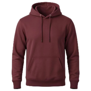 Sweat-shirt à capuche bordeaux pour homme, coupe classique, en molleton de coton, pull décontracté avec poche avant, idéal pour l'automne - Product Image 3
