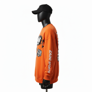 Sweat-shirt surdimensionné de qualité supérieure, tissu polaire épais 340 GSM, toucher doux, couleur orange, logo personnalisé, transfert thermique, sweat-shirts basiques - Product Image 4