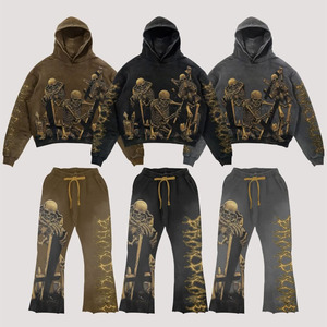 Custom Logo Baggy Streetwear Tracksuit with Sun Faded Sweatpants and Oversized Printed Hoodie Latest Style Winter Essentials - Product Image 2