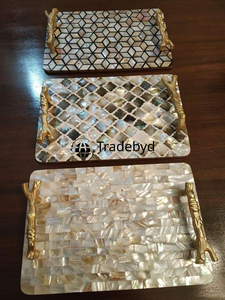 Bandeja de incrustaciones de fregona Premium de Tradebyd Bandeja decorativa hecha a mano para mesa y decoración - Product Image 2