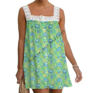 Robe d'été décontractée pour femme, imprimée à la main, en coton respirant, style ethnique, tunique, haut en dentelle, vêtements indiens et pakistanais pour fille - Product Image 6