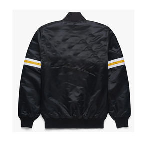 Personalizar Universidad bordado seda hombres Varsity béisbol chaqueta de satén abotonada deportes hombres satén chaqueta Color bloque - Product Image 6