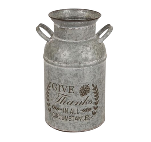 <b>Engraved</b> Design Flower <b>Vase</b> Vintage Style Custom Made Metal Galvanized Tin Milk Can for Home Decoration Metal Bucket - Product Image 4