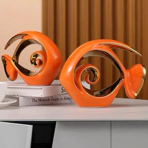 Céramique Double Poisson Sculpture Disponible En Trois Couleurs Vaisselle Décente Article Nouvelle Arrivée - Product Image 5