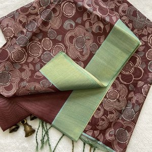Sarees de Seda Tussar para Mujer, Diseño de Diseñador, con Borde Zari de Tejido Especial para Fiestas de Invierno - Product Image 6