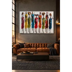 Impression sur toile de femmes africaines portant des paniers dans des robes colorées - Product Image 4