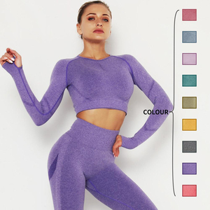 Pantalon de yoga taille haute bout à bout extensible dans les quatre sens respirant séchage rapide entraînement de gymnastique vêtements de fitness serrés ensemble de leggings de yoga haut - Product Image 1