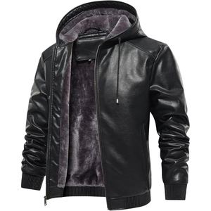 Veste à capuche en simili cuir PU pour homme confortable, conçue avec des matériaux durables et un style élégant pour une conduite confiante - Product Image 3