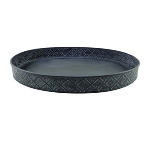Juego de servicio de metal moderno de 3 bandejas redondas de tamaño mediano, bandeja de pátina gris para el hogar, restaurante y decoración de bodas - Product Image 4