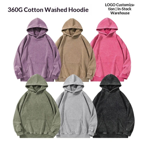 Luxury Acid <b>Wash</b> Oversize Pullover Hoodie 100% Cotton Retro Faded High Street Fashion Loose Fit Heavyweight Unisex Sweatshirt - Product Image 2