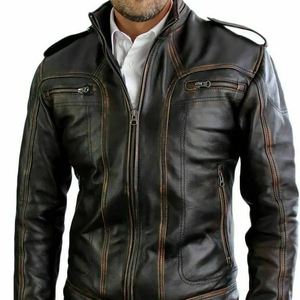 Veste d'aviateur en cuir véritable RAF pour homme 2023, en denim, écologique, imperméable, bombardier B3, en cuir de vache, pilote, vol, hiver - Product Image 1