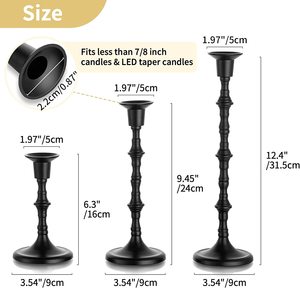 Matte Black <b>Silver</b> Tapered <b>Candle</b> <b>Stick</b> Holder Paraffin Gold Home Decoration for Parties Elegant Candlestand - Product Image 2