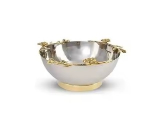 Frutero Metálico Clásico Colgante con Relieve Floral y Acabado Brillante para Servir Frutos Secos en Casa - Product Image 2