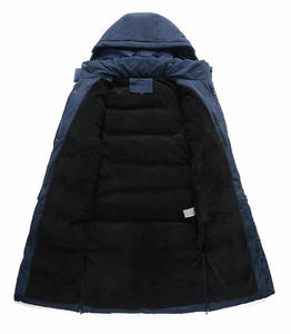 Veste matelassée en duvet LOGO personnalisé Veste en coton épais et chaud pour hommes Manteau long rembourré Casquette amovible Manteaux lourds d'hiver Street Wear - Product Image 4