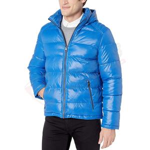 Vente en gros de vestes bouffantes en cuir brillant à capuche légères et respirantes avec logo personnalisé pour hommes - Product Image 1