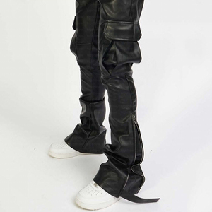Customize Y2k <b>Leather</b> Stacked Flare <b>Pants</b> for Men New Streetwear Pu Faux <b>Leather</b> Stacked Flared <b>Cargo</b> <b>Pants</b> 2025 - Product Image 6