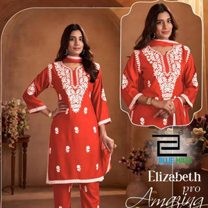 Venta al por mayor de ropa india y pakistaní rayón hilo blanco trabajo Kurti Bottom Dupatta Party-Adecuado Salwar Kameez tarifas de descuento - Product Image 1