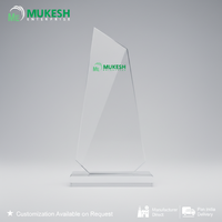 Trophée en acrylique poli gravé de qualité supérieure, durable, personnalisable, récompense d'entreprise, souvenir, logo imprimé en typographie, vente en gros Mukesh
