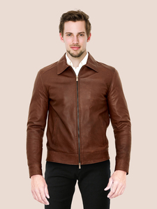 2025 Nueva chaqueta de cuero personalizada a la moda para hombre, el mejor diseño, chaqueta de cuero marrón con bolsillos grandes en el pecho de alta calidad - Product Image 3