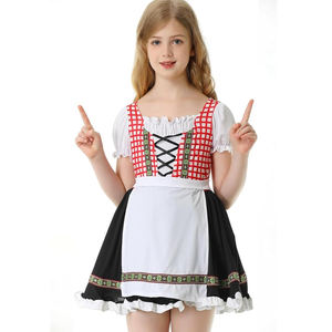 Vestido Dirndl estampado de algodón personalizado con blusa para niñas manga corta longitud Midi para Oktoberfest festivales alemanes precios - Product Image 3