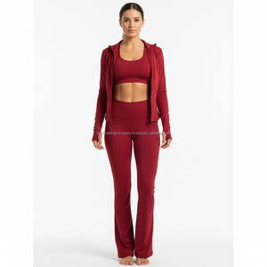 3 Piece Yoga Set Women Crisscross Straps Scoop Neck Nylon Spandex Gym <b>Workout</b> Outfit Sports Bra Leggings <b>Jacket</b> Seamless Fitness - Product Image 2