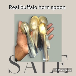 High Quality Handmade <b>Kitchen</b> Buffalo Horn Spoons Latest Nautical Design Polished Animal Horn Handle Natural Crafts Europe Art - Product Image 4