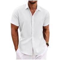 Chemise décontractée à manches courtes pour homme, en tissu éponge respirant et confortable, avec logo personnalisé, motif floral, coupe ample, OEM ODM Starlit