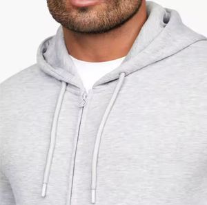 Chaqueta con capucha Terry con cremallera para hombre de estilo básico de alta calidad en blanco personalizada 2025 - Product Image 4