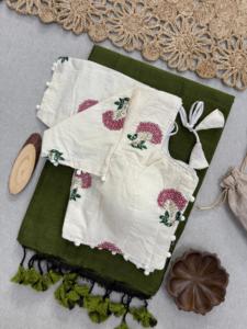 Nuevo lanzamiento Impreso Ropa de fiesta Khadi Algodón Pom Saree Ropa étnica india Khadi Algodón Impreso Ropa DE BODA Saree - Product Image 6