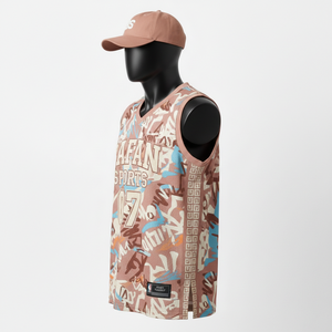 Camiseta de Baloncesto para Hombre, 180 GSM, Malla Deportiva Premium de Poliéster, Tacto Suave, Color Marrón Bronceado, Sublimación Gráfica, Logotipo Personalizado - Product Image 3