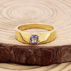 Joyería DE BODA hecha a mano de Plata de Ley 925 sólida chapada en oro amarillo de 18 quilates al por mayor-anillo solitario de piedras preciosas de tanzanita natural - Product Image 2